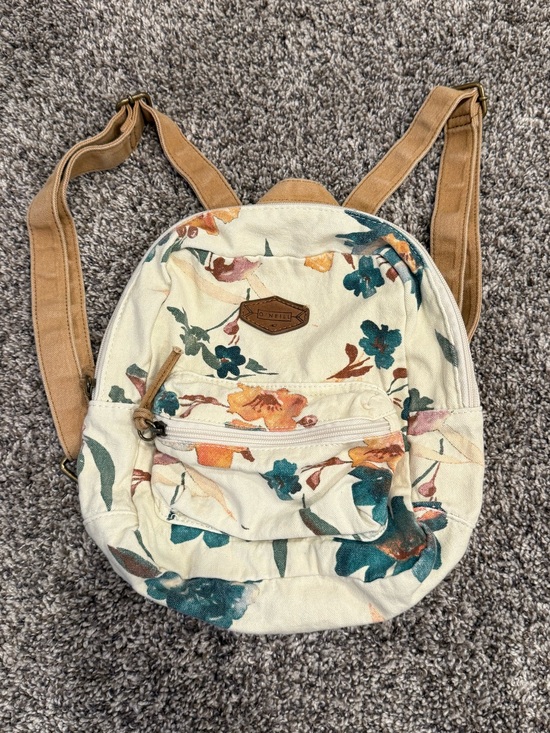 O'Neill Handbags - O’Neill Floral Mini Backpack Canvas Cream Tan Boho Beach Travel Bag
